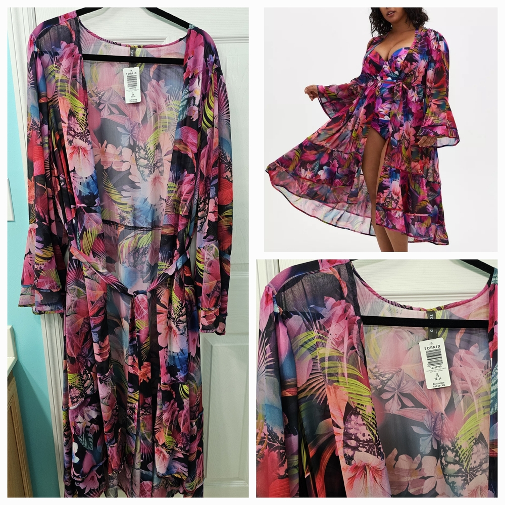 Torrid 3 Floral Sheer Kimono Cover-up